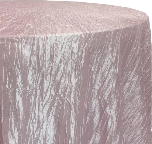 Vista 4 de YOUR CHAIR COVERS - Mantel redondo de 90 pulgadas con arrugas color rubor de tafetán – Elegante mantel brillante para bodas, fiestas y eventos