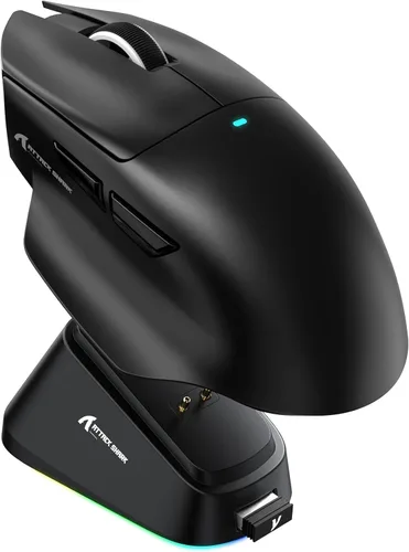 Vista 14 de ATTACK SHARK V6 - Mouse inalámbrico para juegos con base de carga RGB, sensor PAW3311 de 25 K DPI y tres modos de sondeo de 1 K, batería de 500 mAh