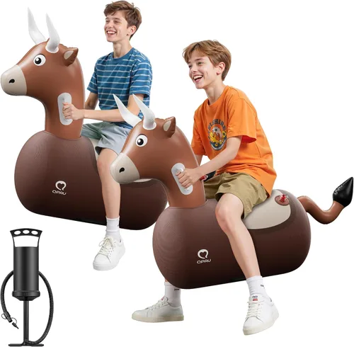 Vista 9 de QPAU - Juguete inflable de tolva hinchable, 1 paquete con bomba de mano Toro