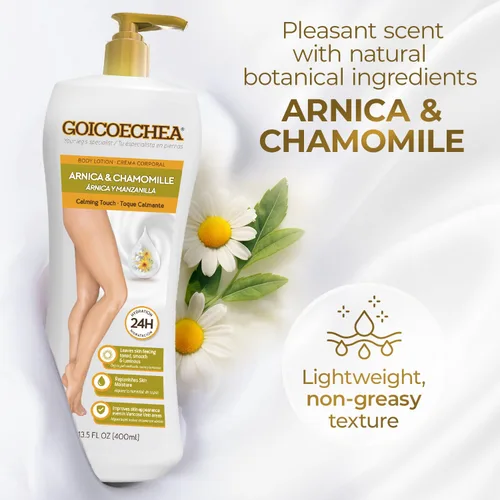 Vista 6 de Goicoechea Loción corporal calmante Touch, cuidado de la piel hidratante con árnica y manzanilla, crema de venas varicosas, mejora la apariencia