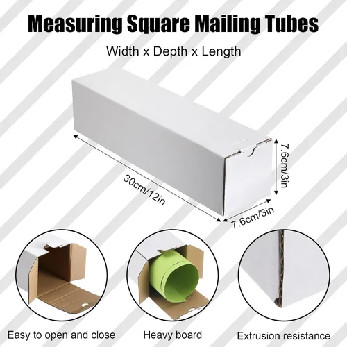 Vista 2 de Colarr 50 tubos de correo de 3 x 3 x 12 pulgadas, caja de cartón corrugado, tubos de envío cuadrados, cajas de vaso para mudanza y almacenamiento, a