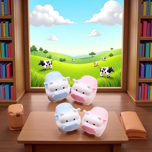 Vista 4 de Sacapuntas de diseño de ganado de cerdo lindo, sacapuntas de vaca buey kawaii, sacapuntas, regalos para niñas, artículos de papelería, suministros