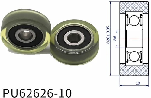 Vista 2 de SSIMOO Diameter 26mm, PU Polyurethane Bearing,Rubber Coated Soft Pulley/Roller, Width 10mm Kindly