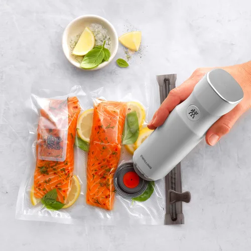 Vista 4 de ZWILLING Fresh & Save - Juego de máquina selladora al vacío de 4 piezas, 4 pequeñas bolsas reutilizables para aperitivos, bolsas Sous Vide