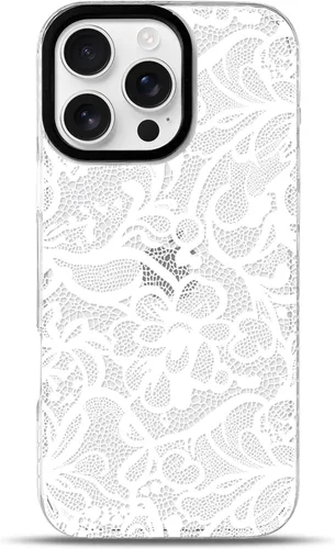 Vista 46 de NITITOP Funda para iPhone 13 Pro con flores de encaje transparente - Negro