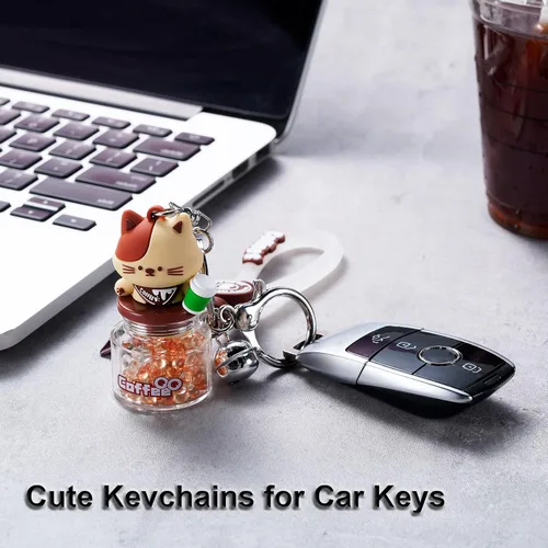 Vista 4 de Lindo llavero Kawaii Boba Liquid Bear Llavero Gato Llavero Mochila Charm Mujeres Hombres Niñas Niño Adolescentes Hija