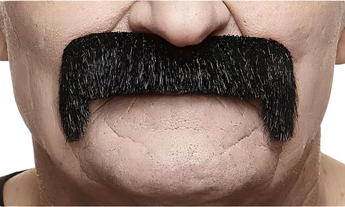 Vista 8 de Mustaches Self-Adhesive Fake Mustache, Synthetic Fur Costume Accessory Set Arqueólogo gris con blanco