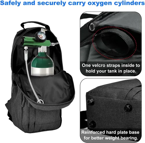Vista 2 de iGuerburn Portable Oxygen Tank Backpack for Small Size M2, A/M4, ML6, B/M6, M7, C/M9 Cylinders