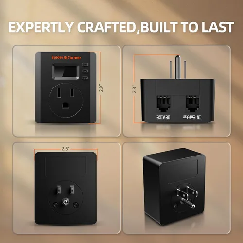 Vista 6 de Spider Farmer S Station GGS Pro Outlet 1 AC Enchufe de controles basado en la aplicación 15 A/1875 W máximo, monitoreo de energía, universal