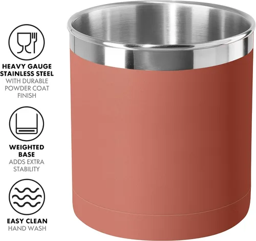 Vista 2 de OGGI - Portautensilios de acero inoxidable extragrande - Organizador de utensilios de cocina de 7", con base con peso para mayor estabilidad
