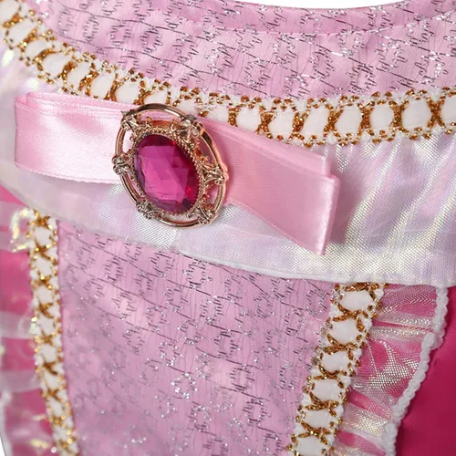 Vista 5 de TSIZFXI Ropa de vestir de princesa, disfraz rosa para niñas pequeñas, disfraz de Halloween con accesorios de 3 a 8 años