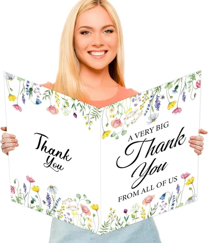 Vista 16 de Tarjeta de felicitación de despedida jumbo de color negro y dorado, grande, con texto en inglés "We Will Miss You", tarjetas para firmar tarjeta