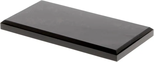 Vista 2 de Plymor Base de exhibición biselada rectangular de acrílico negro, 4" W x 2" D x 0.5" H