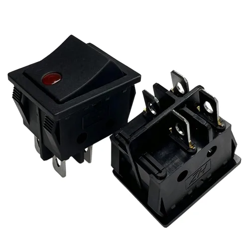 Vista 16 de Interruptor basculante DPST On-Off Unilluminated Negro 4 Pin 1.220x0.984 in Rectangular Snap-in Interruptor de alimentación de palanca
