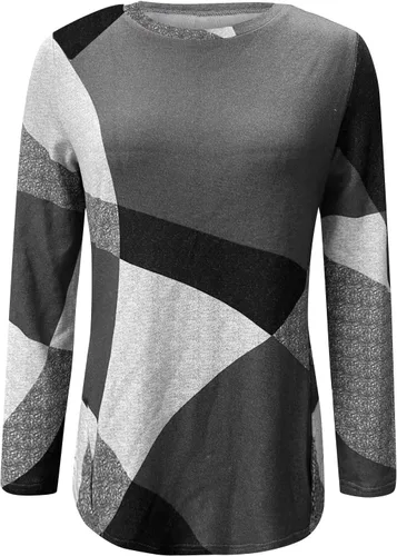 Vista 4 de Ropa de moda para mujer, suéter de invierno con estampado de cachemira de manga larga, sudadera suelta de talla grande