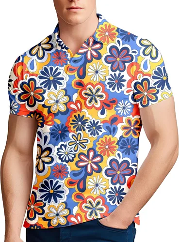 Vista 67 de Camisa de golf de los años 80 para hombre, ajuste seco, manga corta, estampada, divertidas, camisas de golf de los años 90 para hombre