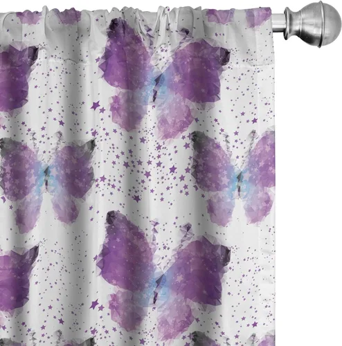Vista 9 de Ambesonne Paquete de 2 cortinas para ventana con estampado de hojas, arte botánico con hojas, mosaico, detalles cuadrados cúbicos, naturaleza
