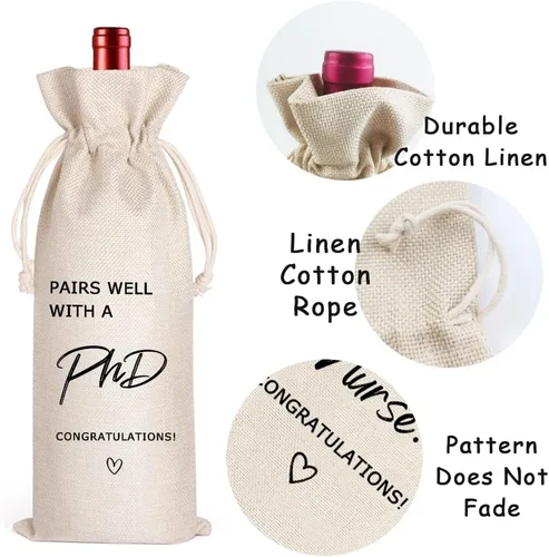 Vista 2 de LANBAIHE Regalo de graduación de doctorado, bolsa de vino de doctorado, combina bien con doctorado, regalo para médicos, regalo de graduación