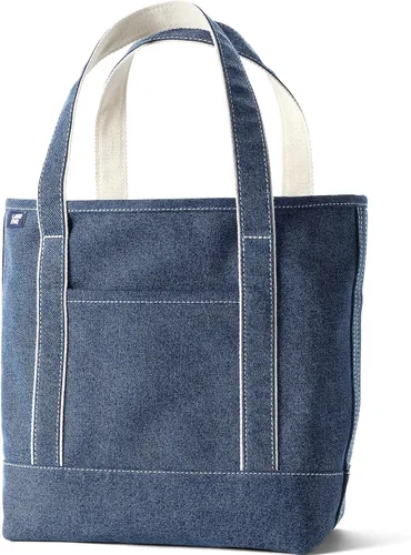Vista 46 de Lands' End Bolso de lona abierto Natural/Azul marino radiante
