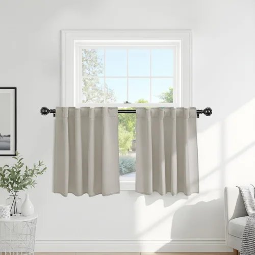 Vista 14 de PONY DANCE Cortinas cortas con aislamiento térmico para ventana pequeña, para guardería, baño, cocina, lavandería, caravana, sótano, 29 pulgadas