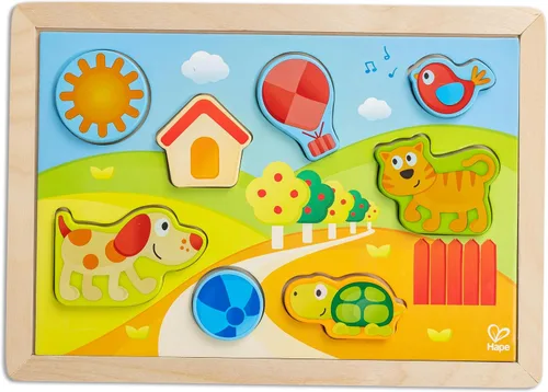 Vista 4 de Hape 3 – 1 Kids Pepe & Friends – Puzzle de madera Puzzle (3 piezas)