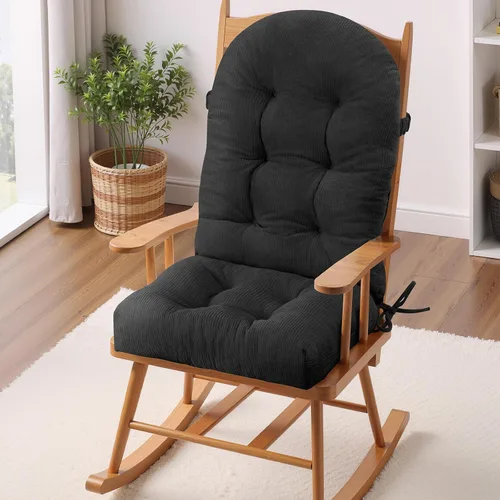 Vista 42 de Cojín para Silla Mecedora - Tela de Chenilla, Esponja de Alta Densidad, Almohadillas de Asiento Copetudas Antideslizantes y Duraderas con Lazos