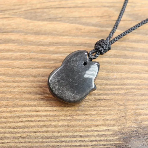 Vista 5 de COAI Collar con colgante de zorro de piedra para hombre y mujer, Piedra, Jaspe