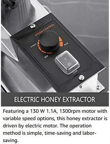 Vista 4 de Extractor eléctrico de miel, extractor giratorio de miel de 3 marcos, velocidad ajustable, extractor de abeja de acero inoxidable, para apicultores