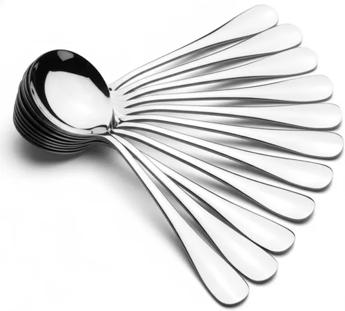 Vista 8 de 6 piezas de cucharas de sopa, cucharas de sopa de acero inoxidable de alta calidad, cubiertos aptos para lavavajillas en color plateado