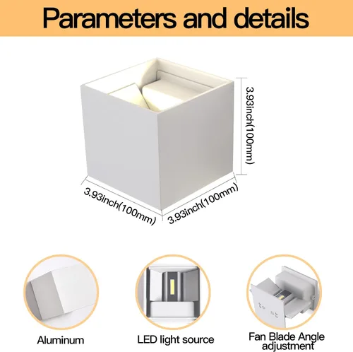 Vista 6 de Mille Lucciole Paquete de 2 lámparas de pared para exteriores de 12 W, para exteriores e interiores, apliques de pared LED blancos modernos, IP65