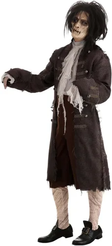 Vista 2 de Disfraz de bruja para adultos, disfraz de Billy Butcherson, traje de Halloween zombi, chaqueta de mezclilla, camisa y pantalones, conjunto completo