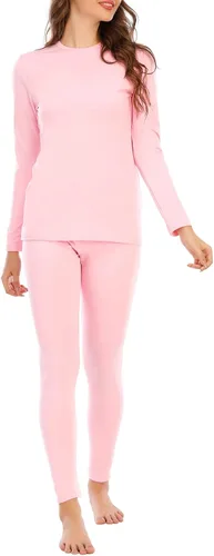 Vista 3 de American Trends Conjunto de ropa interior térmica para mujer, ropa interior larga con forro polar, parte superior e inferior, conjuntos térmicos