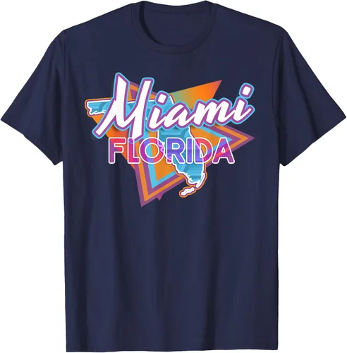 Vista 29 de Camiseta retro vintage de Miami Florida, Negro, S