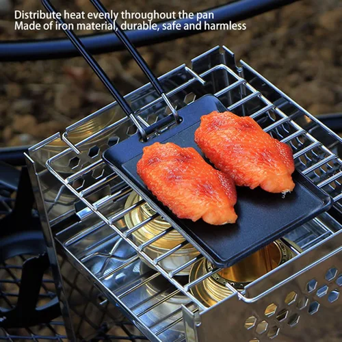 Vista 4 de Sartén para parrilla, pequeña sartén antiadherente para barbacoa con mango desmontable, 5.1 x 3.4 pulgadas, multiusos, sartén para parrilla, sartén