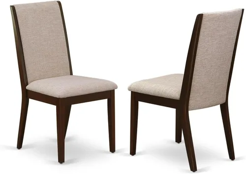 Vista 10 de East West Furniture LAP1T47 Lancy Parson - Juego de 2 sillas de comedor tapizadas de tela de lino color sable claro, color negro