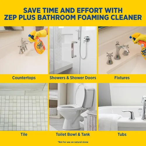 Vista 9 de Zep Plus - Limpiador espumoso para baño - 32 onzas (caja de 12) - R54012 - Mantén tu baño limpio + protege contra la futura acumulación de jabón