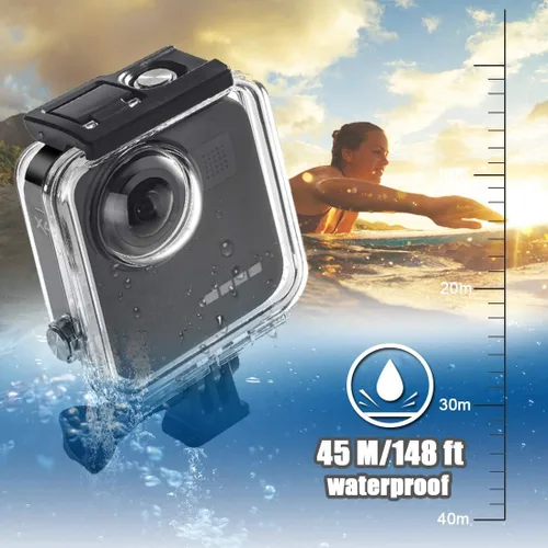 Vista 2 de Carcasa impermeable para GoPro Max, 45 M/148 pies, funda protectora de buceo con liberación rápida, accesorios para cámara de acción Go Pro Max