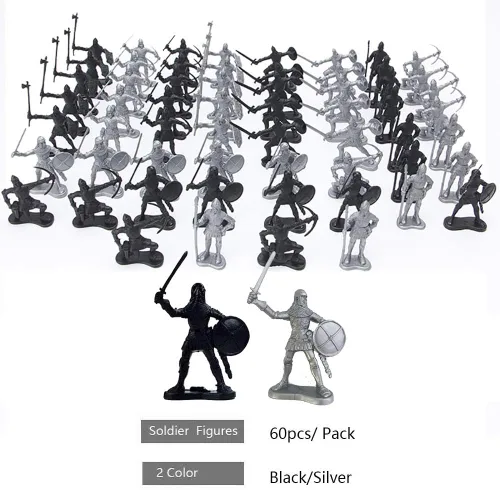 Vista 3 de 60 piezas figuras de soldados medievales modelo de soldados del ejército romano antiguo estatuas soldados de la edad media infantería arquero