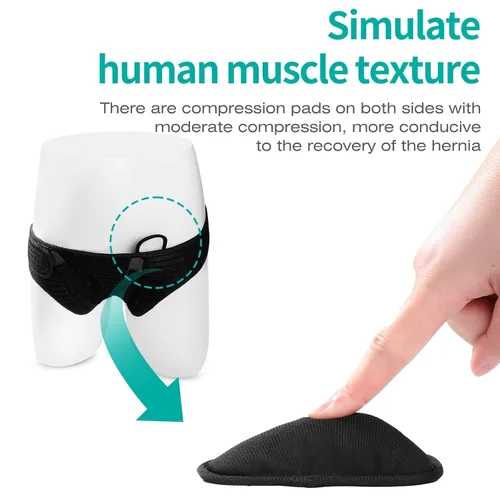 Vista 7 de lefeke Cinturones de hernia para hombres, inguinal, soporte de hernia para aliviar el dolor de ingle, armadura de hernia para bilateral, protector