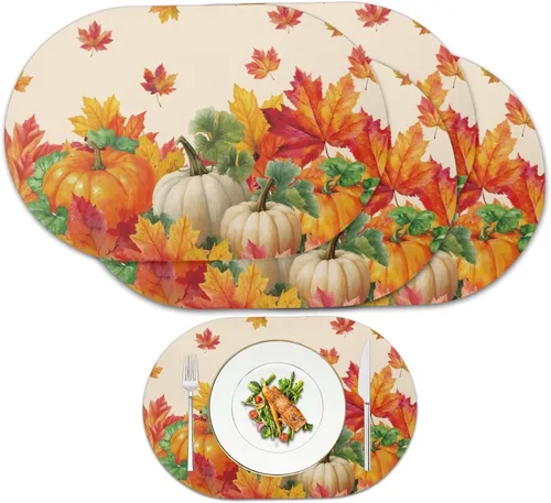 Vista 19 de Blue Flower Dining Table Mats Set of 2 Hummingbird Heat Resistant Placemats Washable and Wipeable Non Slip Place Mat, Waterproof Modern Dining Table