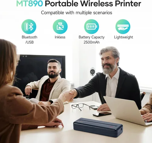 Vista 2 de iDPRT Impresora portátil MT890 + 9 rollos de papel