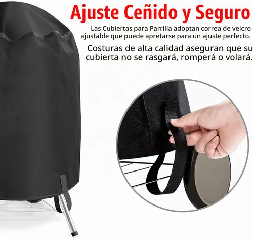 Vista 4 de Funda para parrilla, cubierta de parrilla de gas de 22 pulgadas, impermeable, resistente a la intemperie, resistente a los rayos UV y a la Negro