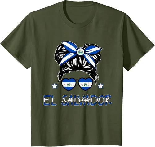 Vista 9 de Camiseta de El Salvador para Niñas Bandera Patrimonio Hispano Salvadoreño
