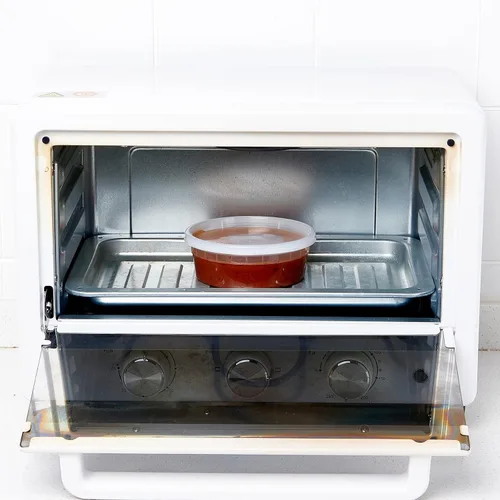 Vista 4 de [Juego de 48 a 8 onzas] Recipientes de plástico para almacenamiento de alimentos con tapas, desechables y transparentes, pequeños tarros Togo