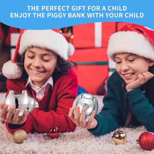 Vista 9 de Jozen Gift Caja de joyería musical de bailarina rosa mediana y hucha de metal para niños Banco de dinero para niños (plata) para niños
