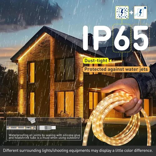 Vista 3 de Shine Decor Tira de luz LED fácil de conectar, 2800 K blanco cálido, resistente al frío, resistente a la intemperie para interiores y exteriores
