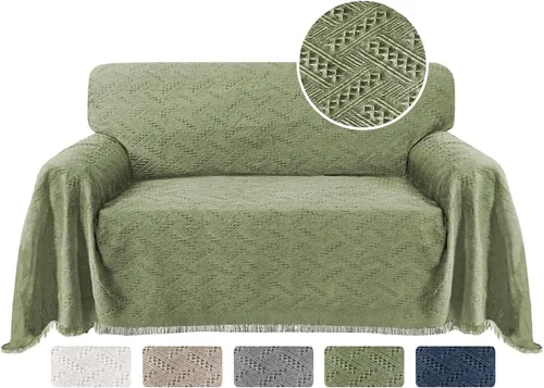 Vista 25 de Turquoize - Funda para sofá de algodón de color gris, protector para sofá, funda para sofás, fundas para sofá seccional lavables para perros