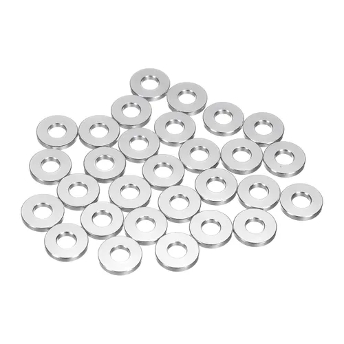 Vista 32 de uxcell 20 arandelas planas de aluminio, juntas de sello redondo M4x10x1.0.197 in, espaciadores planos para tornillos, tornillos, accesorios