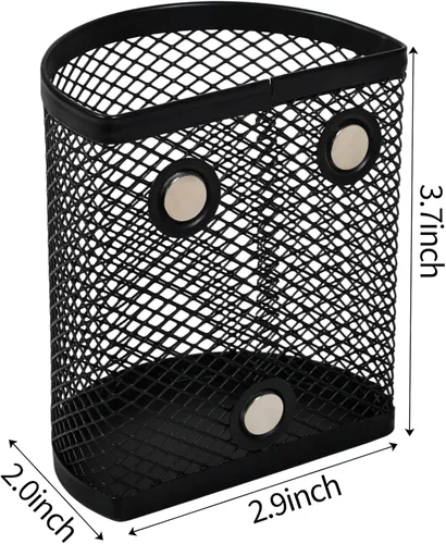 Vista 2 de 8 portalápices magnéticos, accesorios de metal fuerte magnético para pizarra, refrigerador, escuela, oficina, 2.9 x 2.0 x 3.7 pulgadas, negro