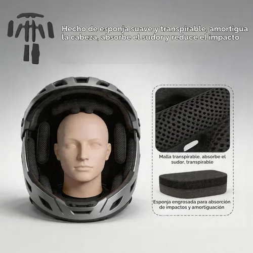 Vista 2 de Kit de acolchado para casco, juego de almohadillas de espuma universales para bicicleta, almohadillas de espuma de repuesto para bicicleta